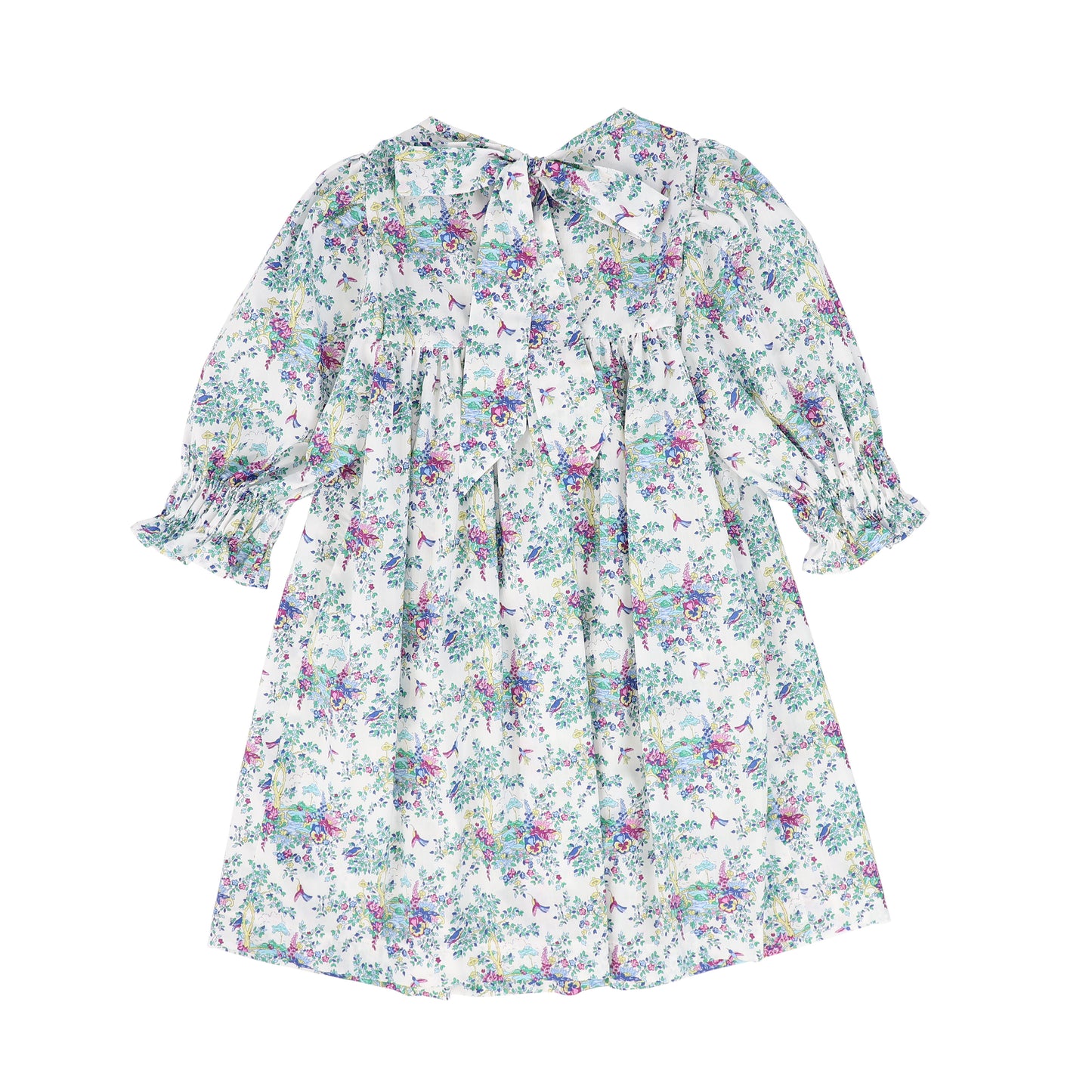 PICCOLA LUDO BLUE/PURPLE FLORAL PUFF SLEEVE DRESS