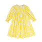 PICCOLA LUDO YELLOW/CREAM FLORAL PUFF SLEEVE DRESS