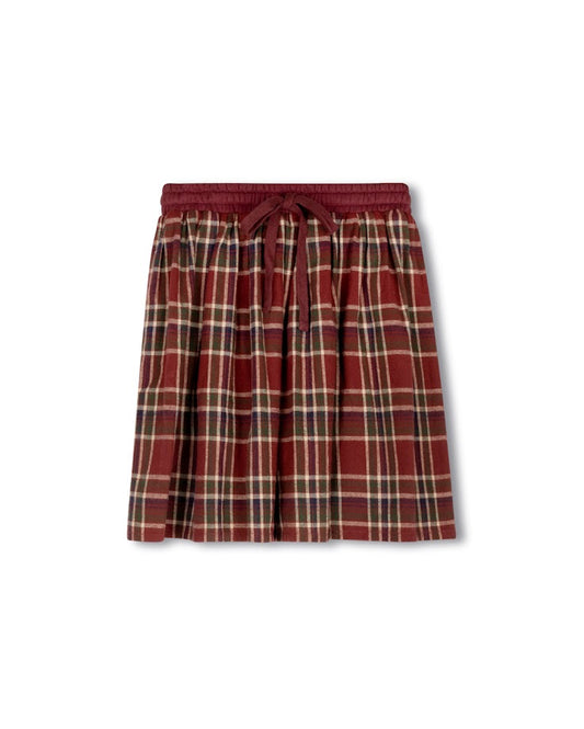 PHIL AND PHOEBE BURGUNDY PLAID TIE SKIRT