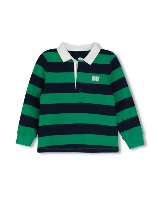 DUKE AND PORT GREEN WIDE STRIPE POLO