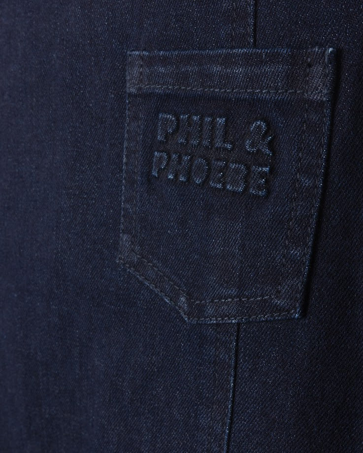 PHIL AND PHOEBE MID BLUE DENIM LOGO EMBOSSED POCKET JUMPER