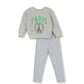 PHIL AND PHOEBE GREY/GREEN PARIS STRIPED TRIM SWEATSHIRT SET