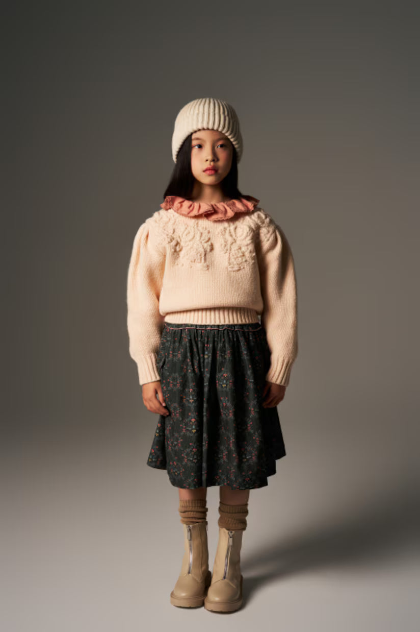 CERA UNA VOLTA BEIGE FLOWER PRINT KNIT SWEATER
