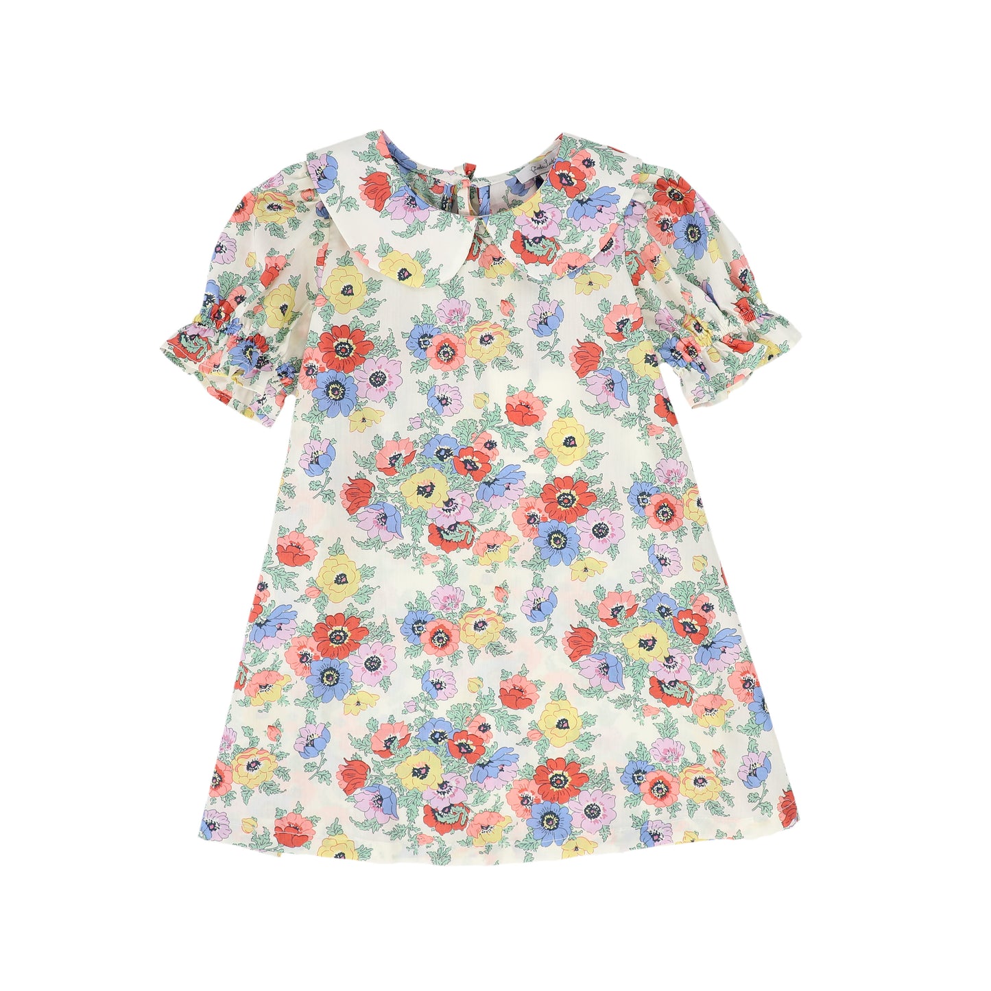 PICCOLA LUDO RED/YELLOW FLORAL PETER PAN COLLAR DRESS