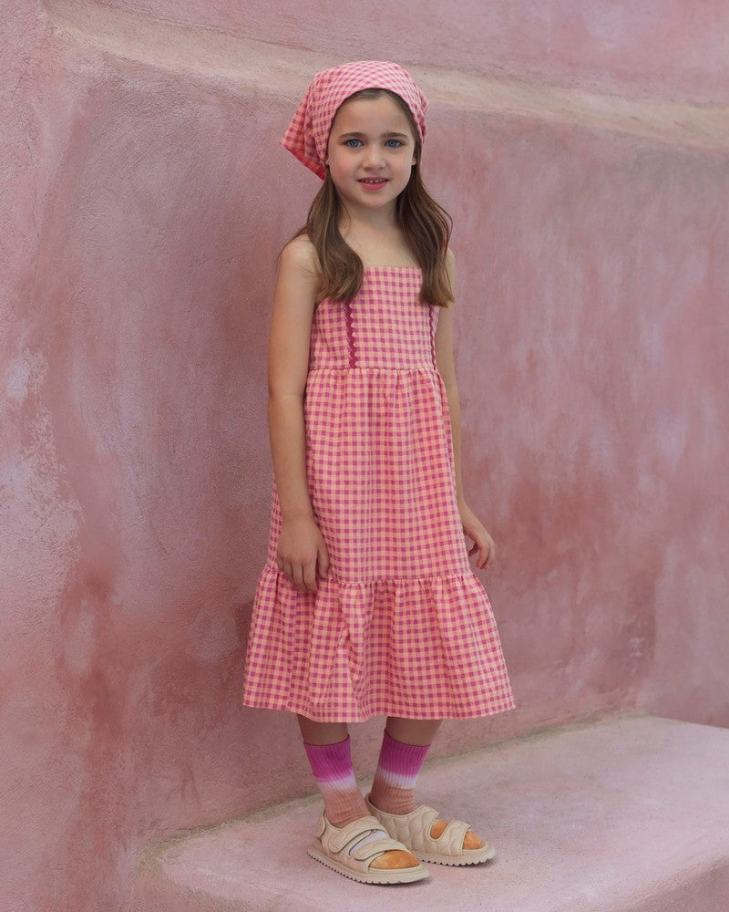 YELL OH PINK CHECKED TIERED JUMPER [FINAL SALE]