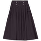 PIP + PIO BURGUNDY WOOL V YOKE BUTTON MIDI SKIRT