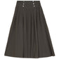 PIP + PIO GREEN WOOL V YOKE BUTTON MIDI SKIRT