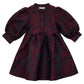 PIP + PIO BURGUNDY FLORAL BROCADE PUFF SLEEVE DRESS