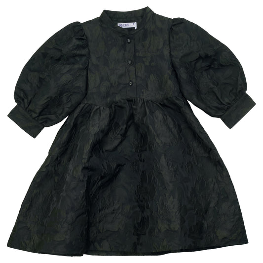 PIP + PIO GREEN FLORAL BROCADE PUFF SLEEVE DRESS