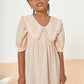 MIPOUNET PEACH COLLARED PUFF SLEEVE DRESS [FINAL SALE]