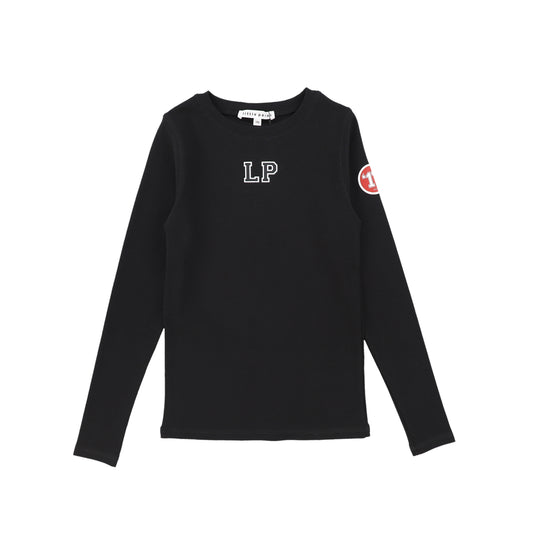 LITTLE PARNI BLACK SOLID LS T-SHIRT