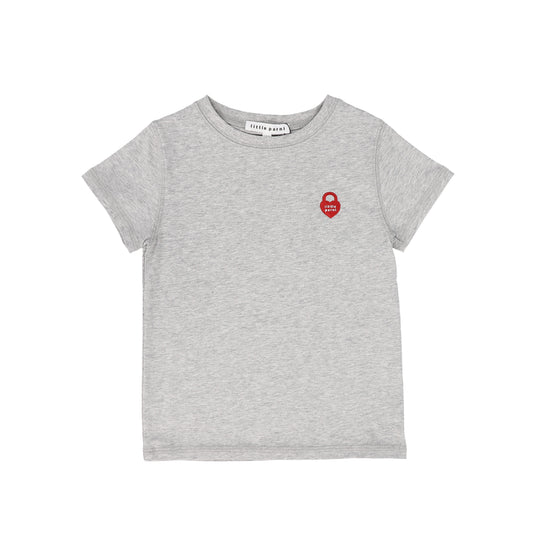 LITTLE PARNI GREY HEART LOGO SS T-SHIRT