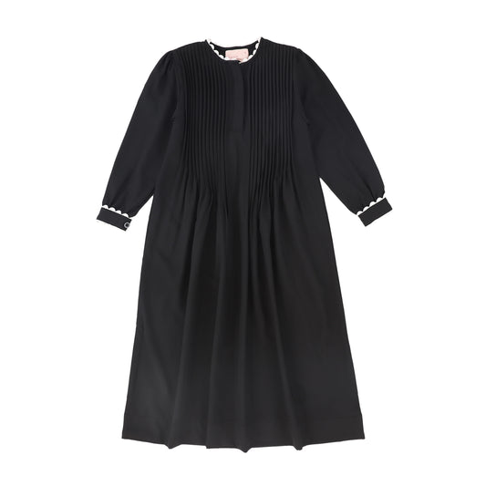 PASHMINI BLACK SCALLOPED TRIM MAXI DRESS
