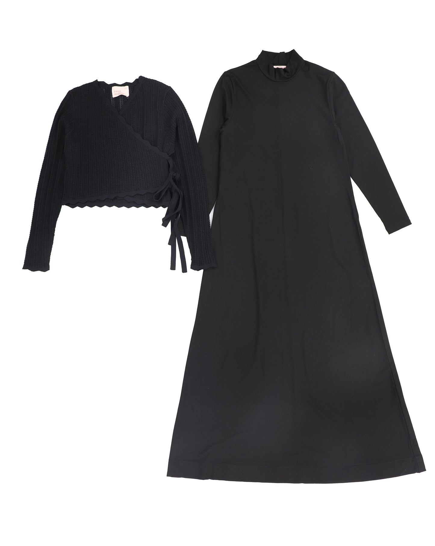PASHMINI BLACK POINTELLE OVERLAY MAXI DRESS