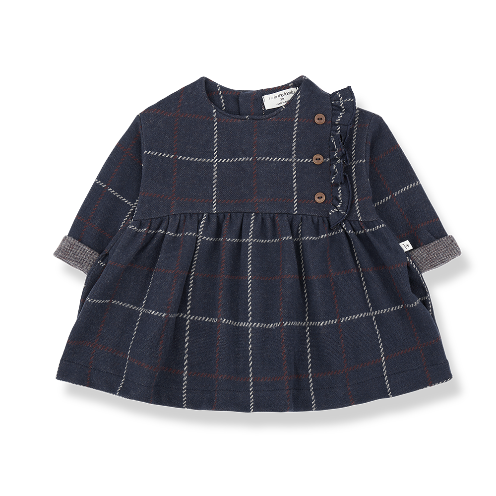 1+ IN THE FAMILY BLUE PLAID FLARE DRESS