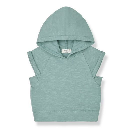 1 + IN THE FAMILY BLUE SLEEVELESS HOODED TEE [FINAL SALE]