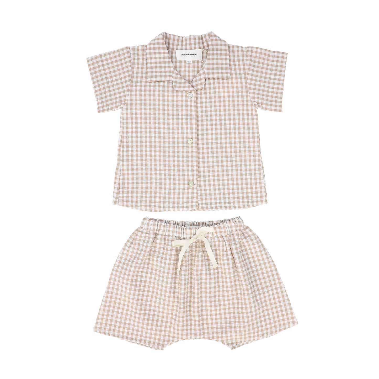 PEQUENO TOCON TAN CHECKED SHIRT SET