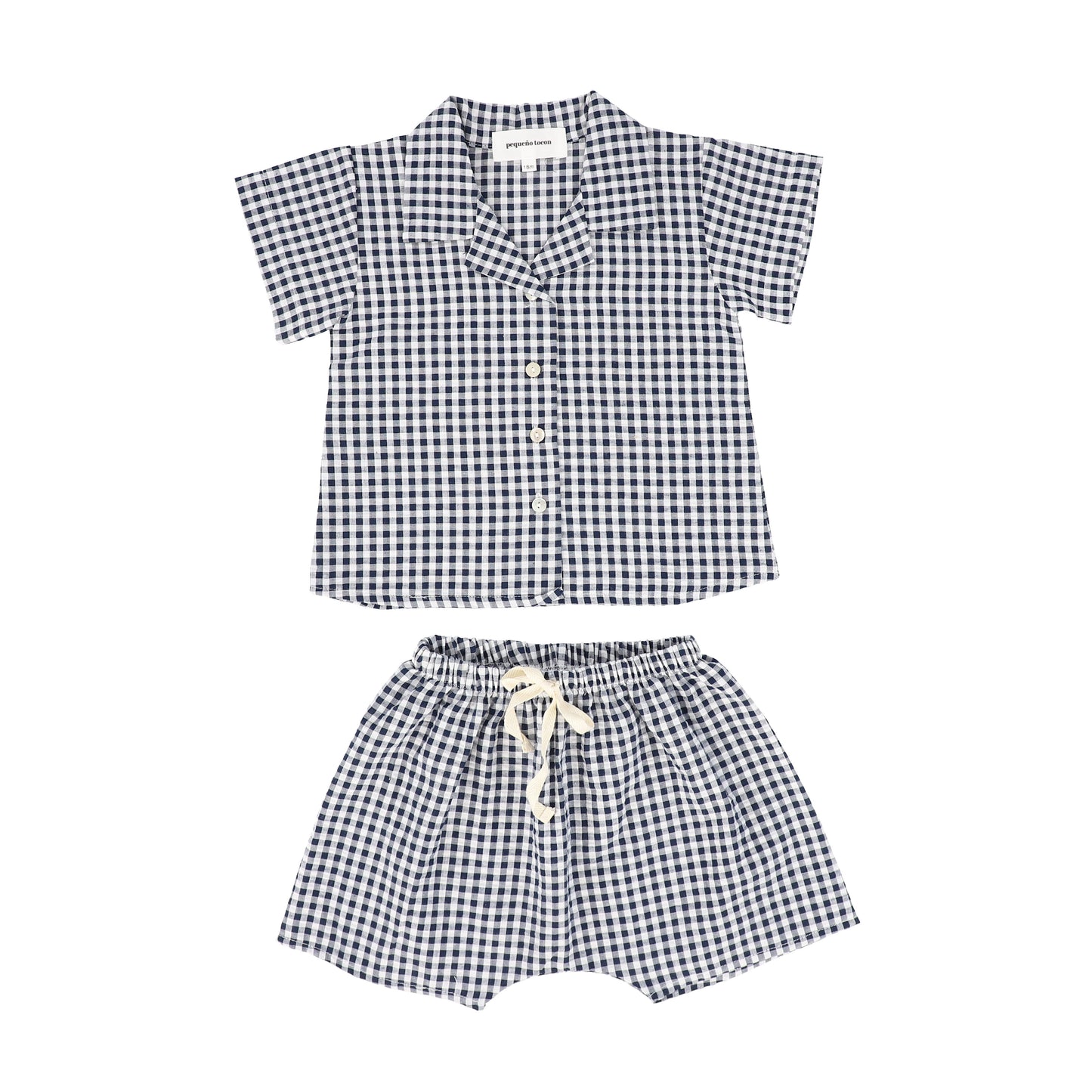 PEQUENO TOCON NAVY CHECKED SHIRT SET