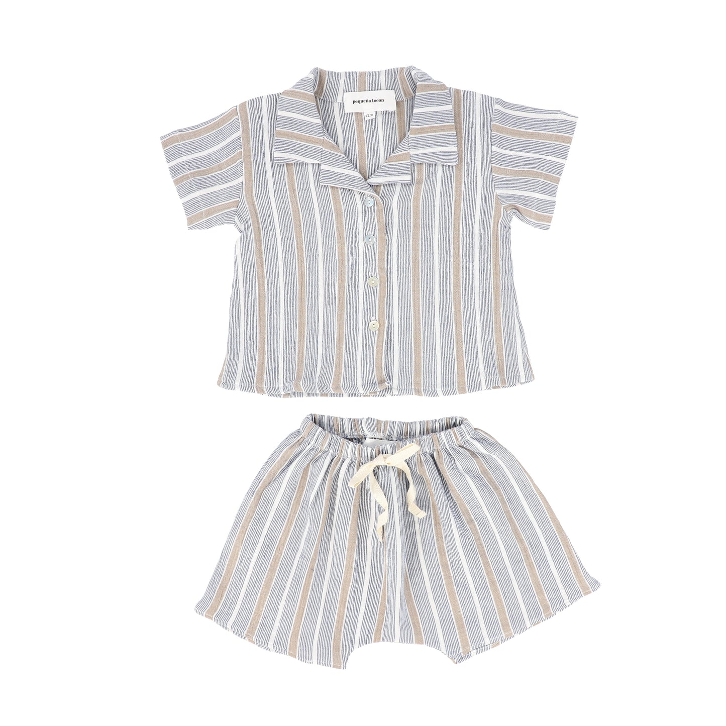 PEQUENO TOCON NAVY STRIPED SHIRT SET