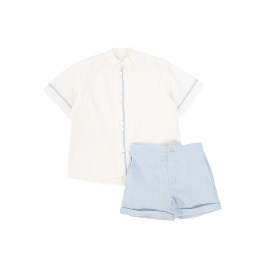 PERNILLE WHITE/BLUE SHIRT SET