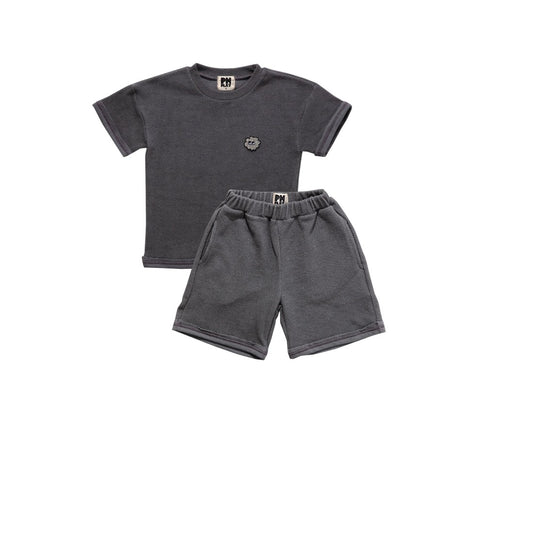 PETITE HAILEY CHARCOAL EMBROIDERED PATCH SET