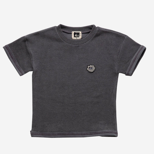 PETITE HAILEY CHARCOAL EMBROIDERED PATCH T-SHIRT