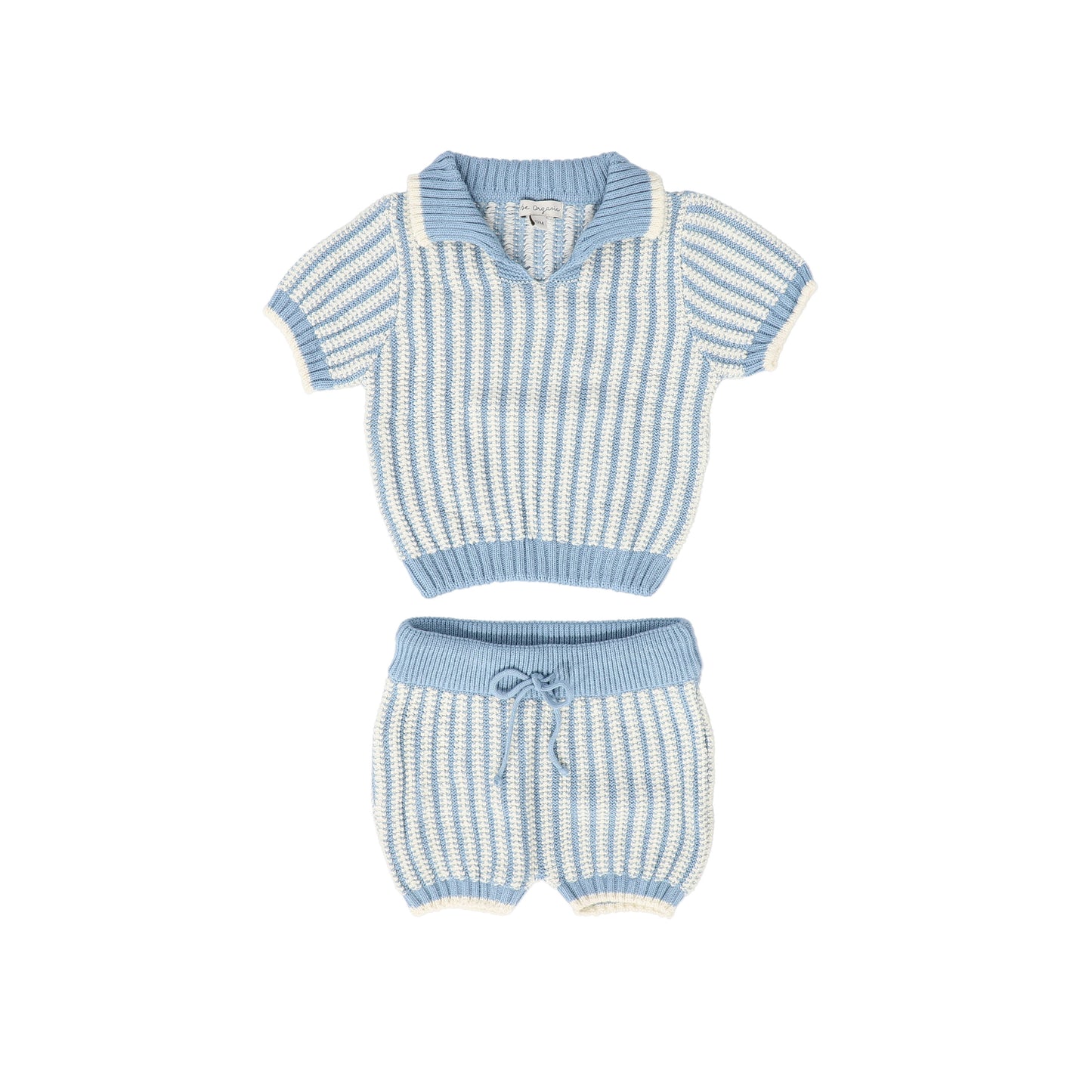 BEBE ORGANIC CREAM/BLUE STRIPED SET [FINAL SALE]
