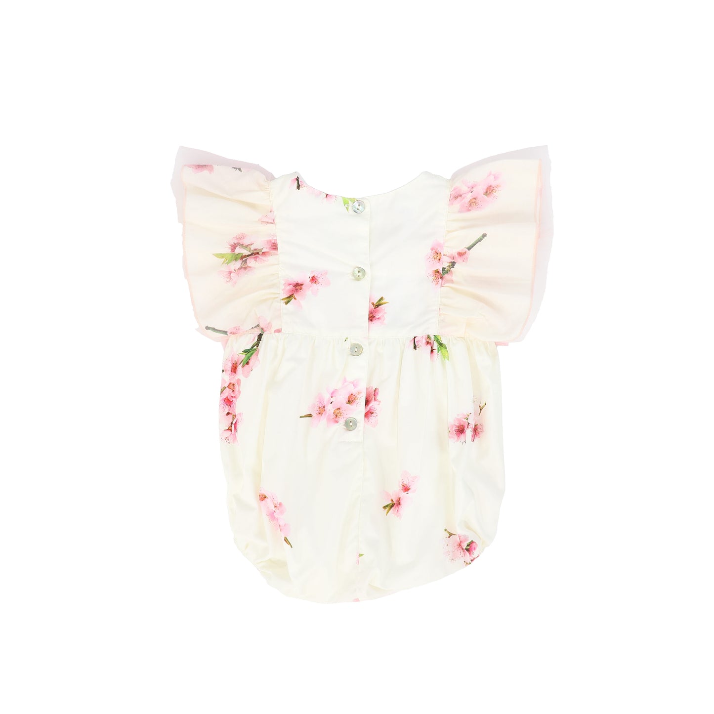 PHI CREAM/PINK FLORAL BLOSSOM DOUBLE BOW ROMPER [FINAL SALE]