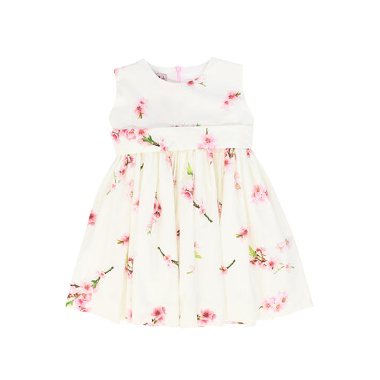 PHI CREAM/PINK FLORAL BLOSSOM DOUBLE BOW DRESS