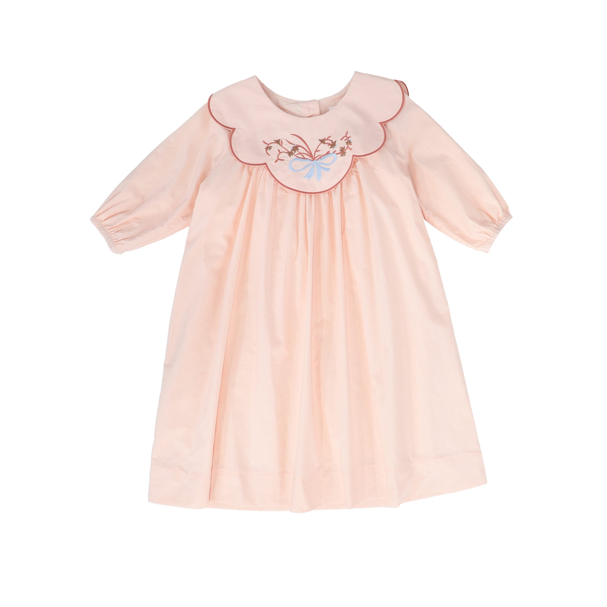 LILOU PINK EMBROIDERED BOW BIB DRESS [FINAL SALE] – Luibelle