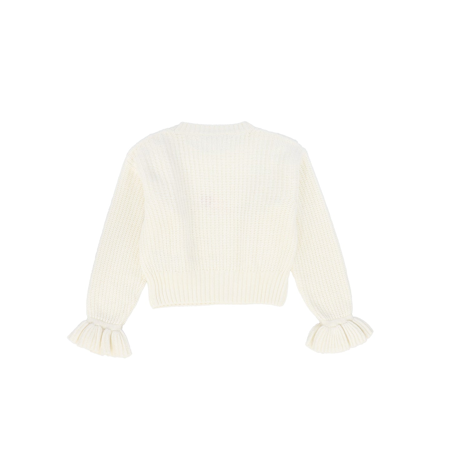 PHILOSOPHY CREAM CHUNKY KNIT RUFFLE TRIM SWEATER [FINAL SALE]