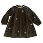 ORANGE DIMANCHE GREEN CORDUROY EMBROIDERED DRESS