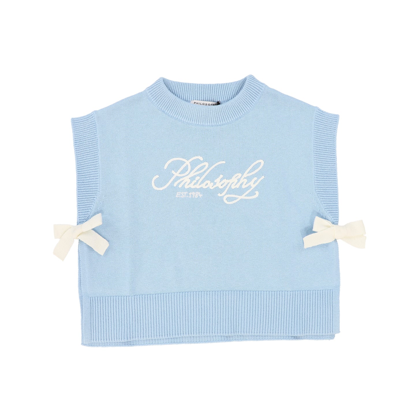 PHILOSOPHY CREAM/BLUE LOGO SWEATER