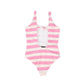 PHILOSOPHY PINK/WHITE STRIPED LOGO SWIMSUIT