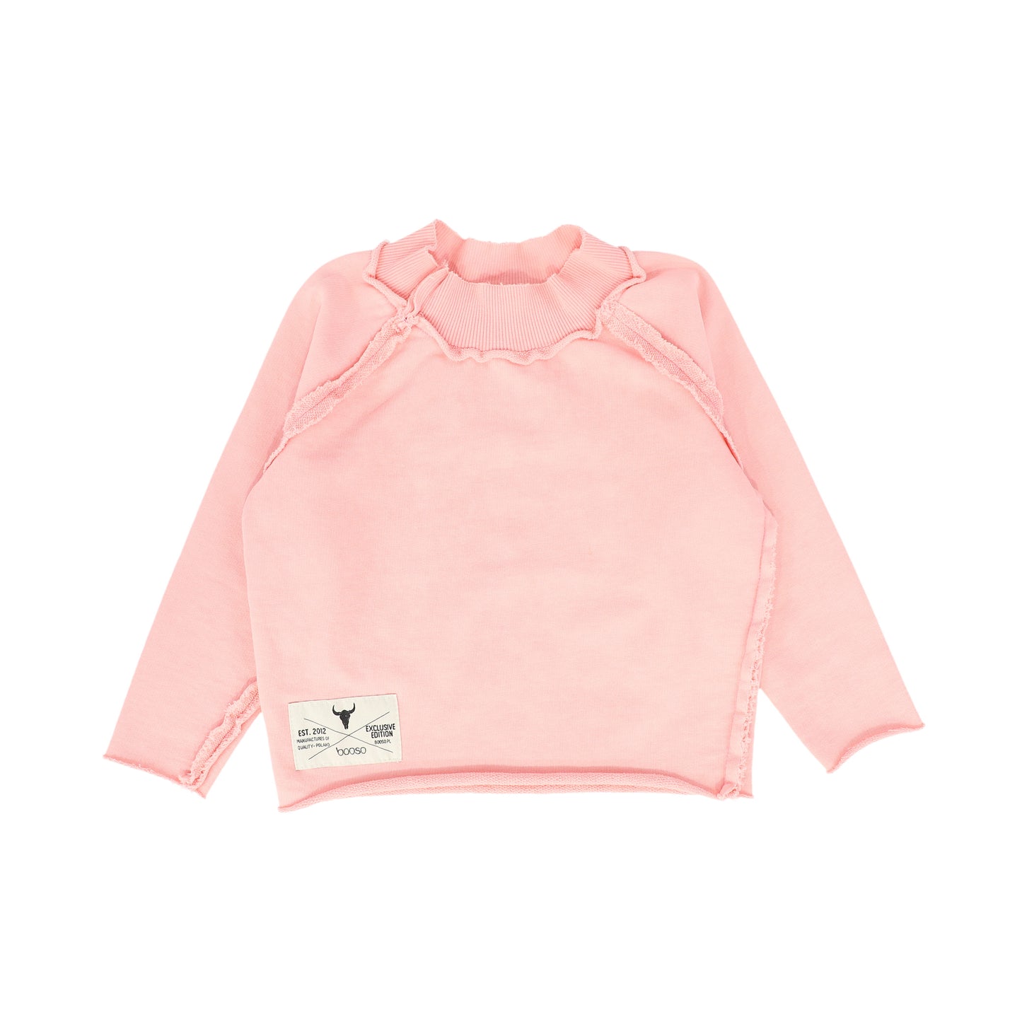 BOOSO PINK FRAYED HEM SWEATSHIRT