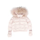 ADD PALE PINK FUR TRIM PUFFER COAT