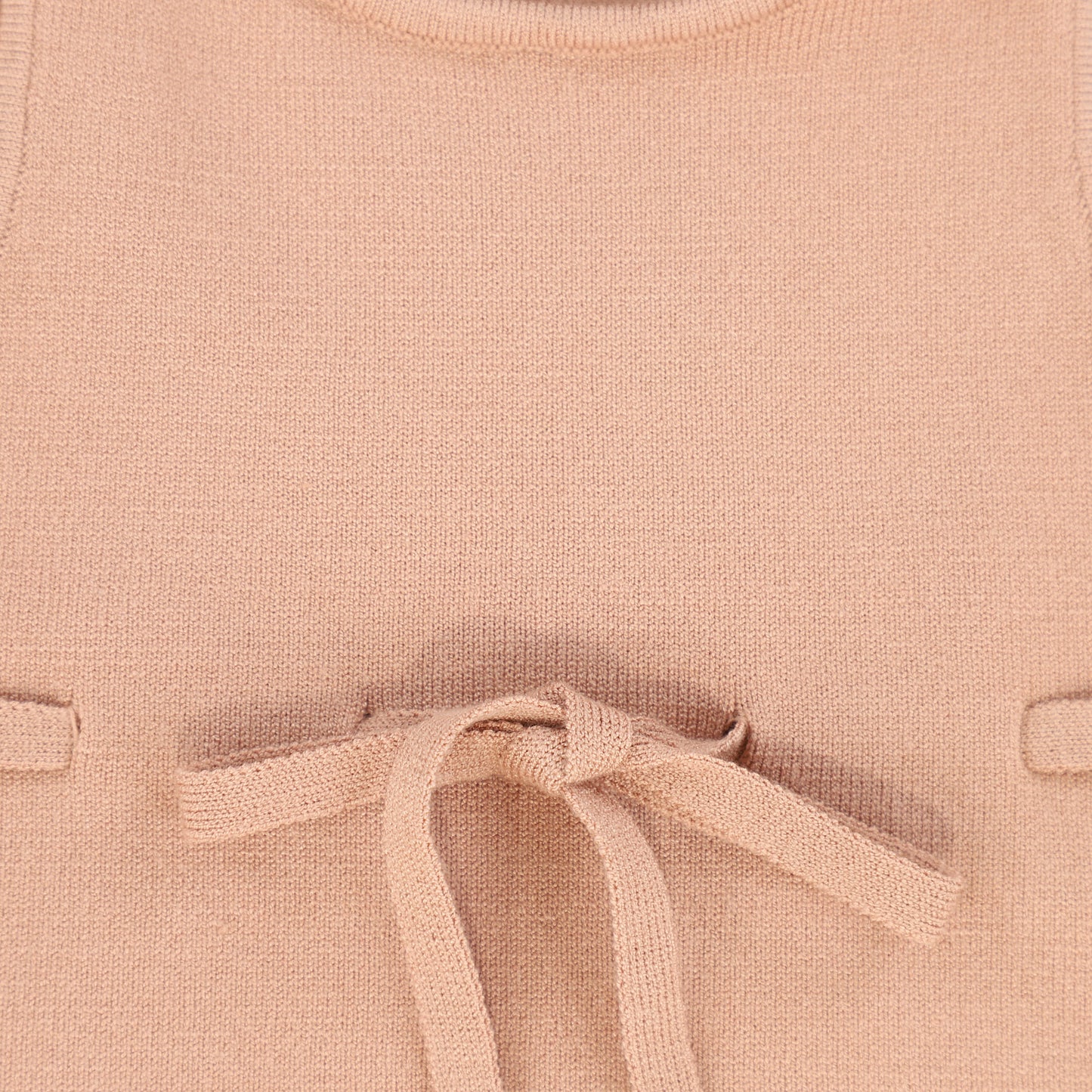 BAMBOO PINK BOW KNIT OVERALLS