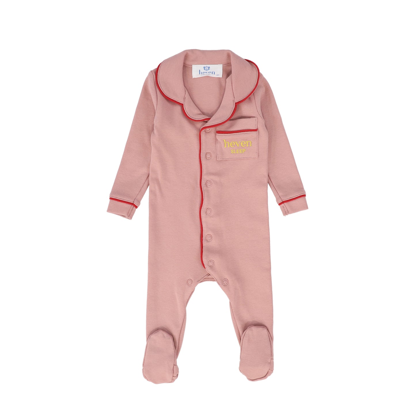 HEVEN CHILD PINK PIPED TRIM FOOTIE