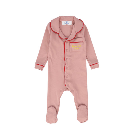 HEVEN CHILD PINK PIPED TRIM FOOTIE