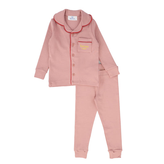 HEVEN CHILD PINK PIPED TRIM PAJAMA SET