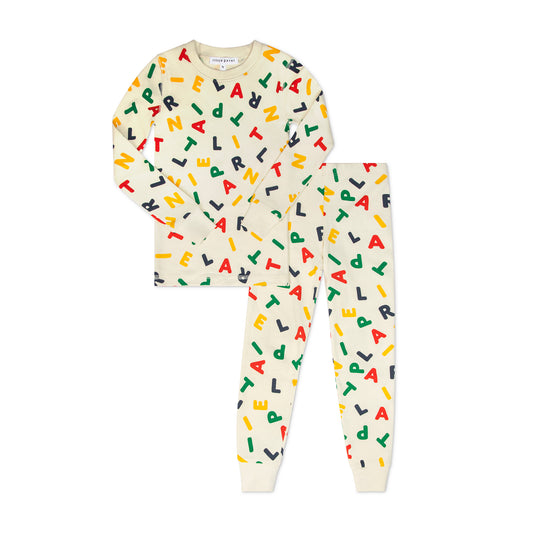 LITTLE PARNI CREAM ALPHABET PAJAMA SET