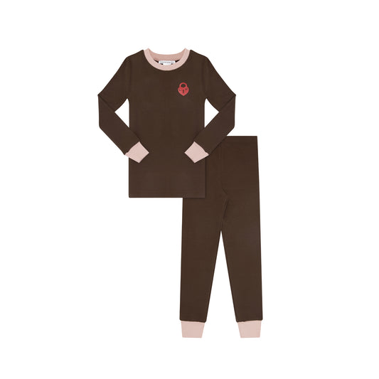 LITTLE PARNI BROWN/PINK PAJAMA SET