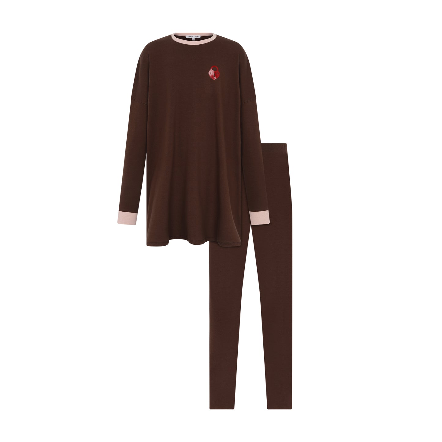 LITTLE PARNI BROWN/PINK TEEN PAJAMA SET