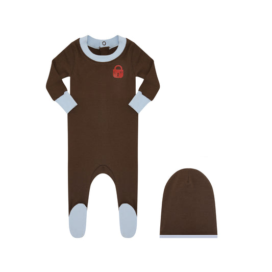 LITTLE PARNI BROWN/LIGHT BLUE FOOTIE