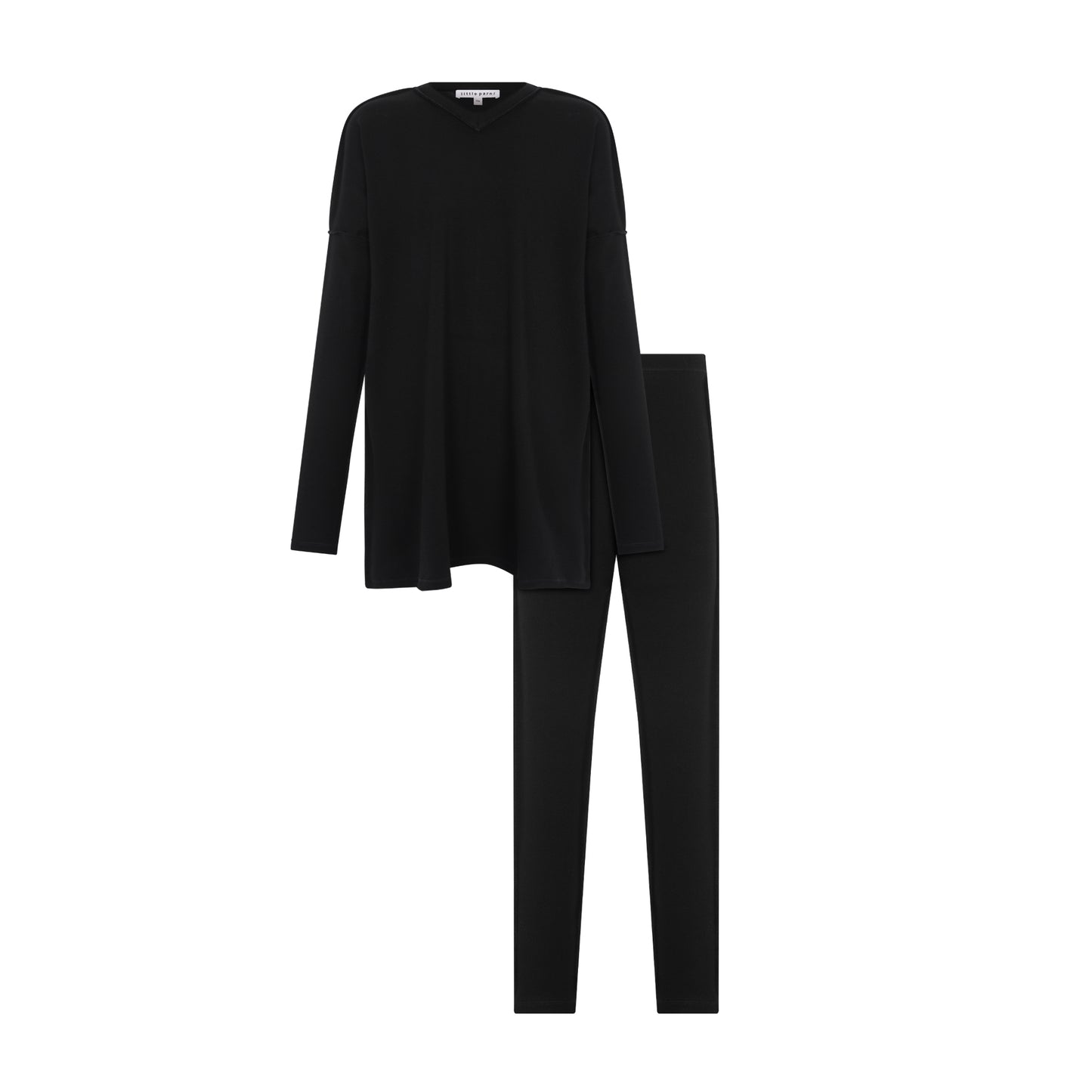 LITTLE PARNI BLACK V NECK TEEN PAJAMA SET