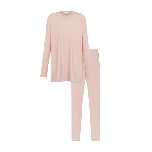 LITTLE PARNI PINK V NECK TEEN PAJAMA SET