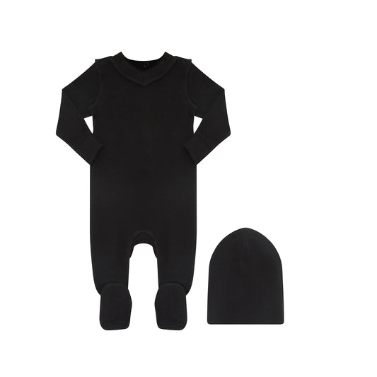 LITTLE PARNI BLACK V NECK FOOTIE