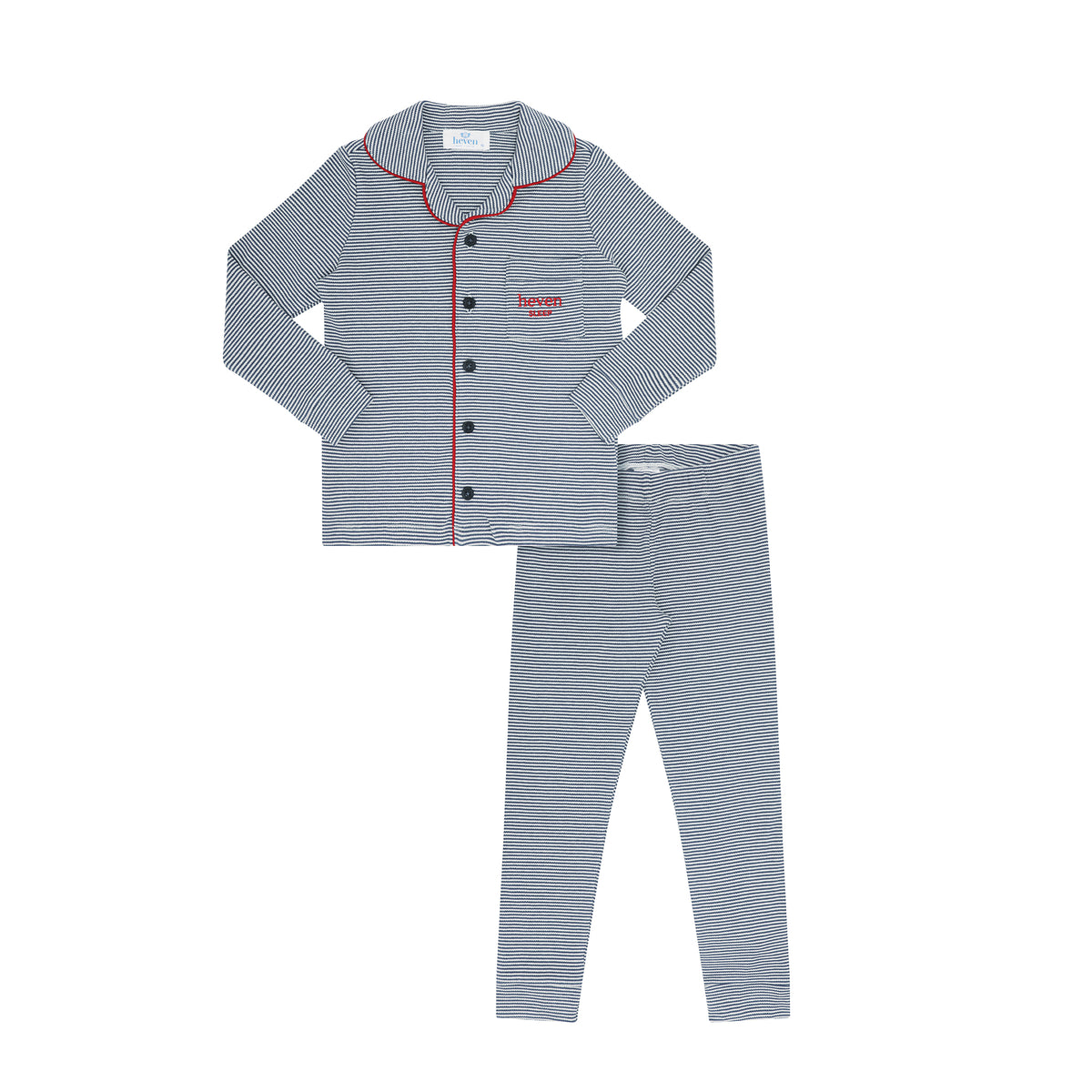 HEVEN CHILD NAVY STRIPED COLLAR PAJAMA SET