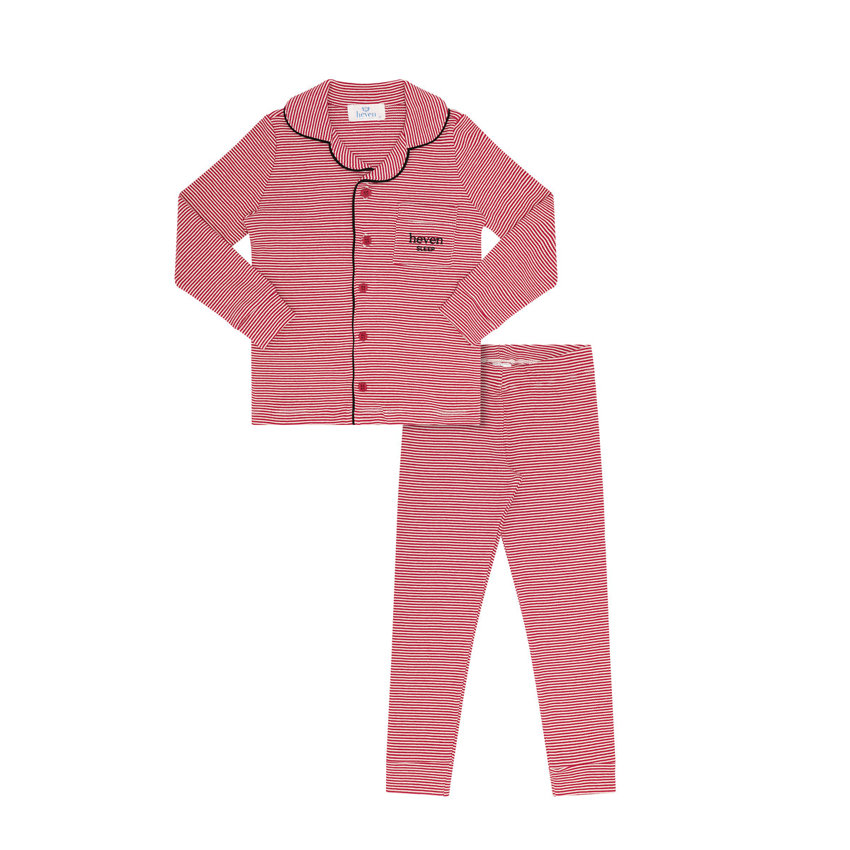 HEVEN CHILD RED STRIPED COLLAR PAJAMA SET