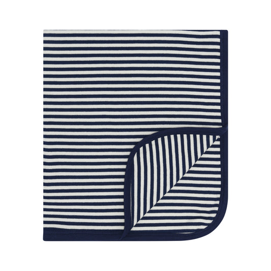 LITTLE PARNI BLACK/BLUE STRIPED BLANKET